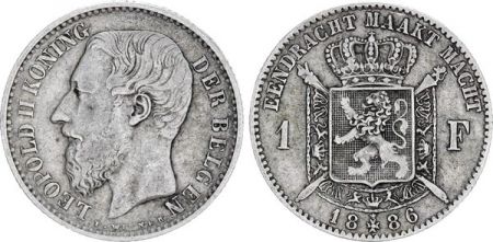 Belgique 1 Franc Leopold II - Armoiries -1886