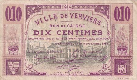 Belgique 10 Centimes - Ville de Verviers - Bon de Caisse - 1914