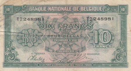 Belgique 10 Francs 1943 - Vert - Série