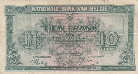 Belgique 10 Francs 1943 - Vert - Série