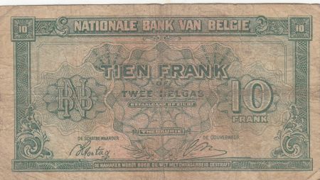 Belgique 10 Francs 1943 - Vert - Séries variées