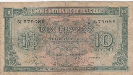 Belgique 10 Francs 1943 - Vert - Séries variées