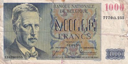 Belgique 1000 Francs - Albert I - 1958 - TB - P.131