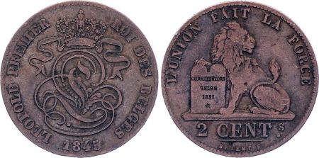 Belgique 2 Centimes Léopold I - Lion  - 1845