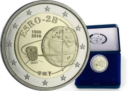 Belgique 2 Euros Commémo. BE Belgique 2018 - 50 ans Satellite Esro 2B Iris