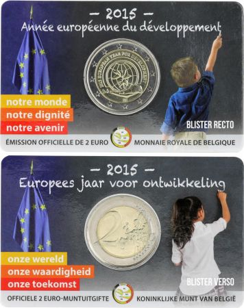 Belgique 2 Euros Commémo. Belgique 2015  frappe BU - Année pour le développement