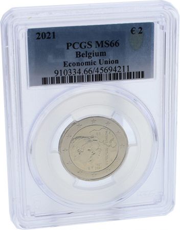 Belgique 2 Euros Commémo. Belgique 2021 - Union économique Belgo-luxembourgeoise (UEBL) - PCGS MS66
