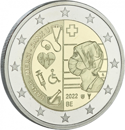 Belgique 2 Euros Commémo. Belgique 2022 - Soins contre le Covid