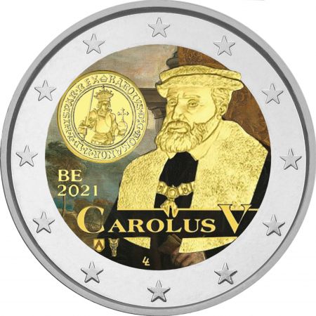 Belgique 2 Euros Commémo. COULEUR Belgique 2021 - 500 ans des pièces Charles Quint