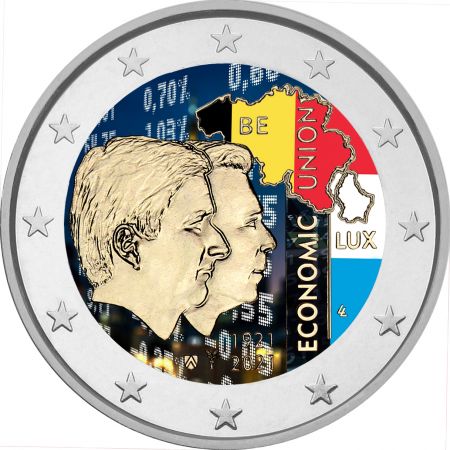 Belgique 2 Euros Commémo. COULEUR Belgique 2021 - Union économique Belgo-luxembourgeoise (UEBL)