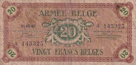 Belgique 20 Francs - Armée belge - 1946 - B+ - P.M5