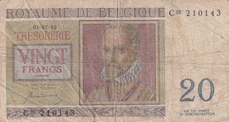 Belgique 20 Francs - Roland de Lassus - Philippus de Monte - 1950 - Série C.05 - P.132a