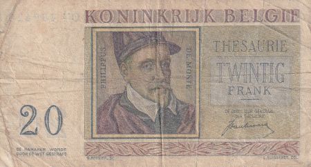 Belgique 20 Francs - Roland de Lassus - Philippus de Monte - 1950 - Série O.04 - P.132a