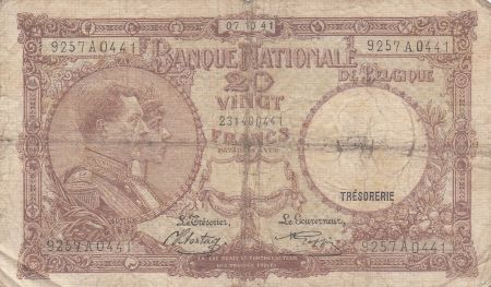 Belgique 20 Francs 07-10-1941 - Albert & Elizabeth