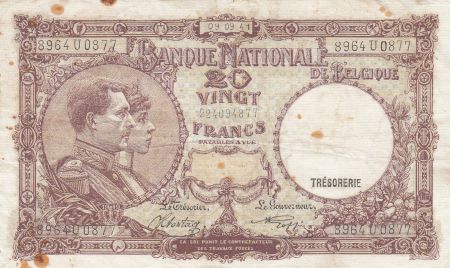 Belgique 20 Francs 09-09-1941 - Albert & Elizabeth