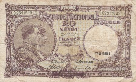 Belgique 20 Francs 19-11-1944 - Albert & Elizabeth