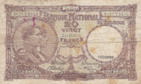 Belgique 20 Francs 24-10-1941 - Albert & Elizabeth