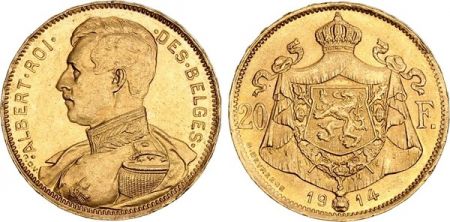 Belgique 20 Francs Albert I - Armoiries - 1914