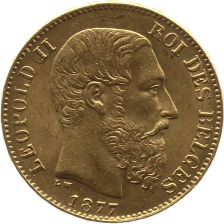 Belgique 20 Francs Léopold II - Armoiries 1877