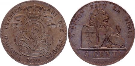 Belgique 5 Centimes Léopold I - Lion  -  1850 - SUP