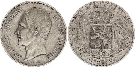 Belgique 5 Francs, Leopold I  - 1849