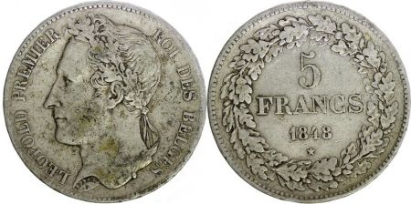 Belgique 5 Francs Leopold I - 1848