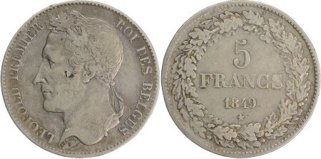Belgique 5 Francs Leopold I - 1849