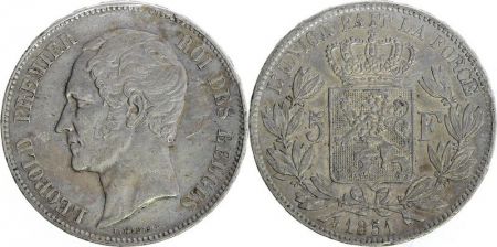 Belgique 5 Francs Leopold I - Armoiries - 1851