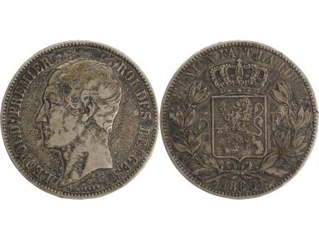 Belgique 5 Francs Leopold I - Armoiries - 1865
