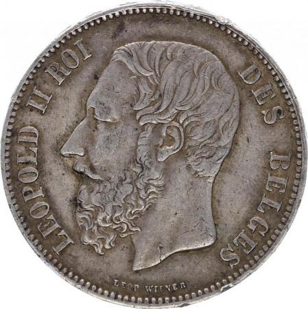 Belgique 5 Francs Léopold II - Armoiries - 1870