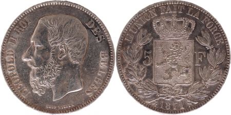 Belgique 5 Francs Léopold II - Armoiries - 1871 Argent