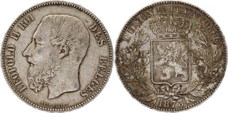 Belgique 5 Francs Léopold II - Armoiries - 1873 Argent