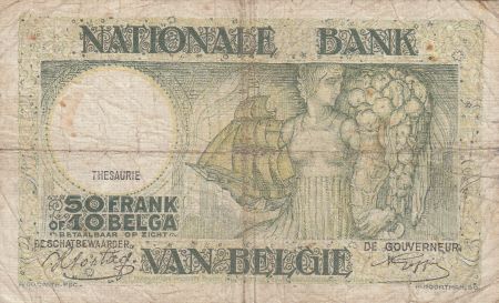 Belgique 50 Francs 07-01-1943 - Charrette à chevaux, fruits, bateau