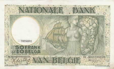 Belgique 50 Francs 25-01-1943 - Charrette à chevaux, fruits, bateau