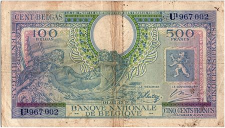 Belgique 500 Francs - 100 Belgas - 01-02-1943 - TTB - P.124