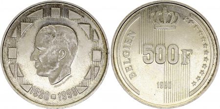 Belgique 500 Francs,  60e anniversaire du roi Baudouin - 1990