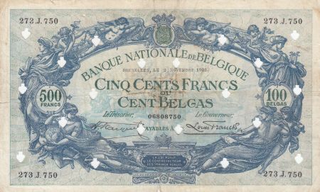 Belgique 500 Francs 14-10-1941 - Bleu - Annulé par perforations