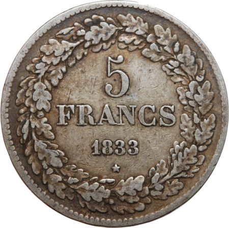 Belgique BELGIQUE - 5 FRANCS LEOPOLD I 1833
