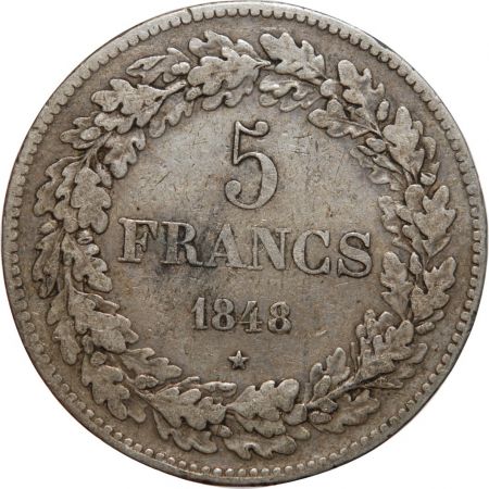 Belgique BELGIQUE - 5 FRANCS LEOPOLD I 1848