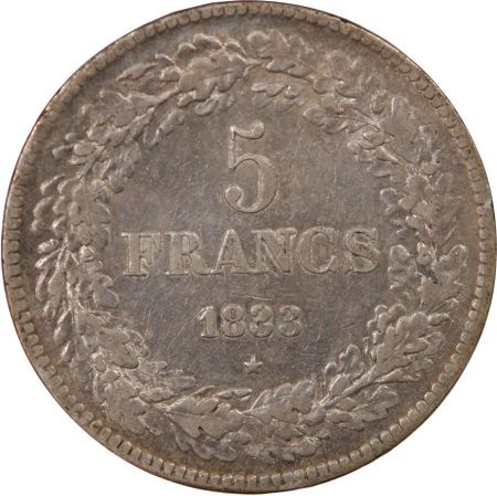 Belgique BELGIQUE  LEOPOLD Ier - 5 FRANCS ARGENT 1833