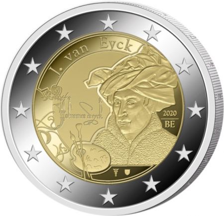 Belgique LOT 2 X 2 Euros Commémo. Belgique 2020 - Jan van Eyck