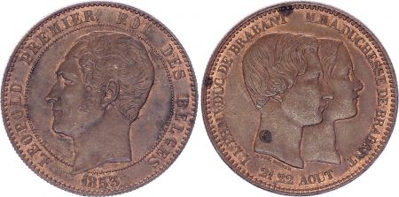 Belgique Médaille module de 10 Centimes Léopold I - Mariage du Duc et de la Duchesse de Brabant - 1853 - SUP