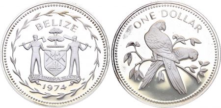 Belize 1 Dollar - Ara Rouge - 1974 - Argent - Frappe BE