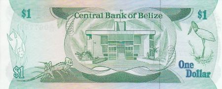Belize 1 Dollar Elizabeth II, poissons - Immeuble
