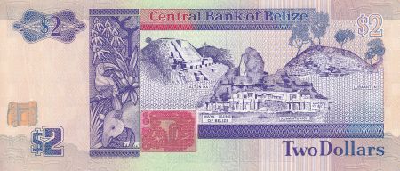 Belize 2 Dollars - Elisabeth II - Ruines Maya - 1990 -  NEUF - P.52a