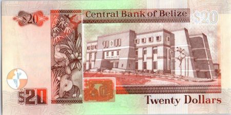 Belize 20 Dollars, Elizabeth II - 30 ans Banque de Belize - 2012