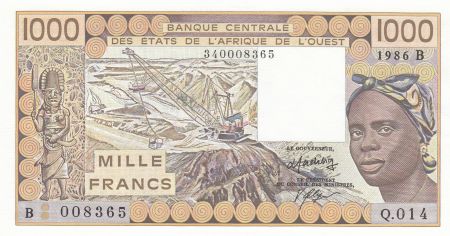 Bénin 1000 Francs femme 1986 - Bénin - Série Q.014