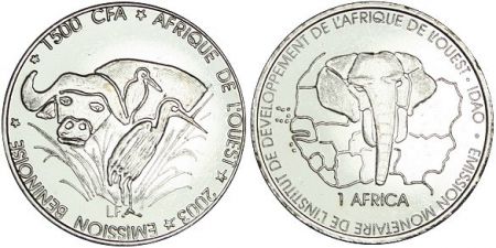Bénin 1500 CFA Buffle, éléphant