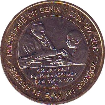 Bénin 6000 CFA Jean-Paul II - Mgr Assogba
