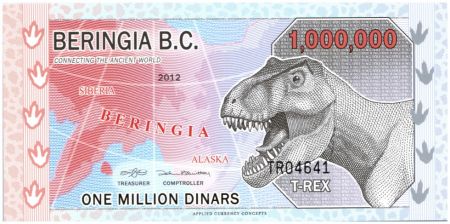 Beringia 1000000 Dinars, T-Rex - Dinosaures - 2012